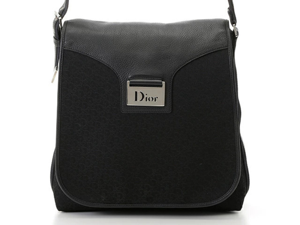 Christian Dior bag shoulder Trotter black canvas leather